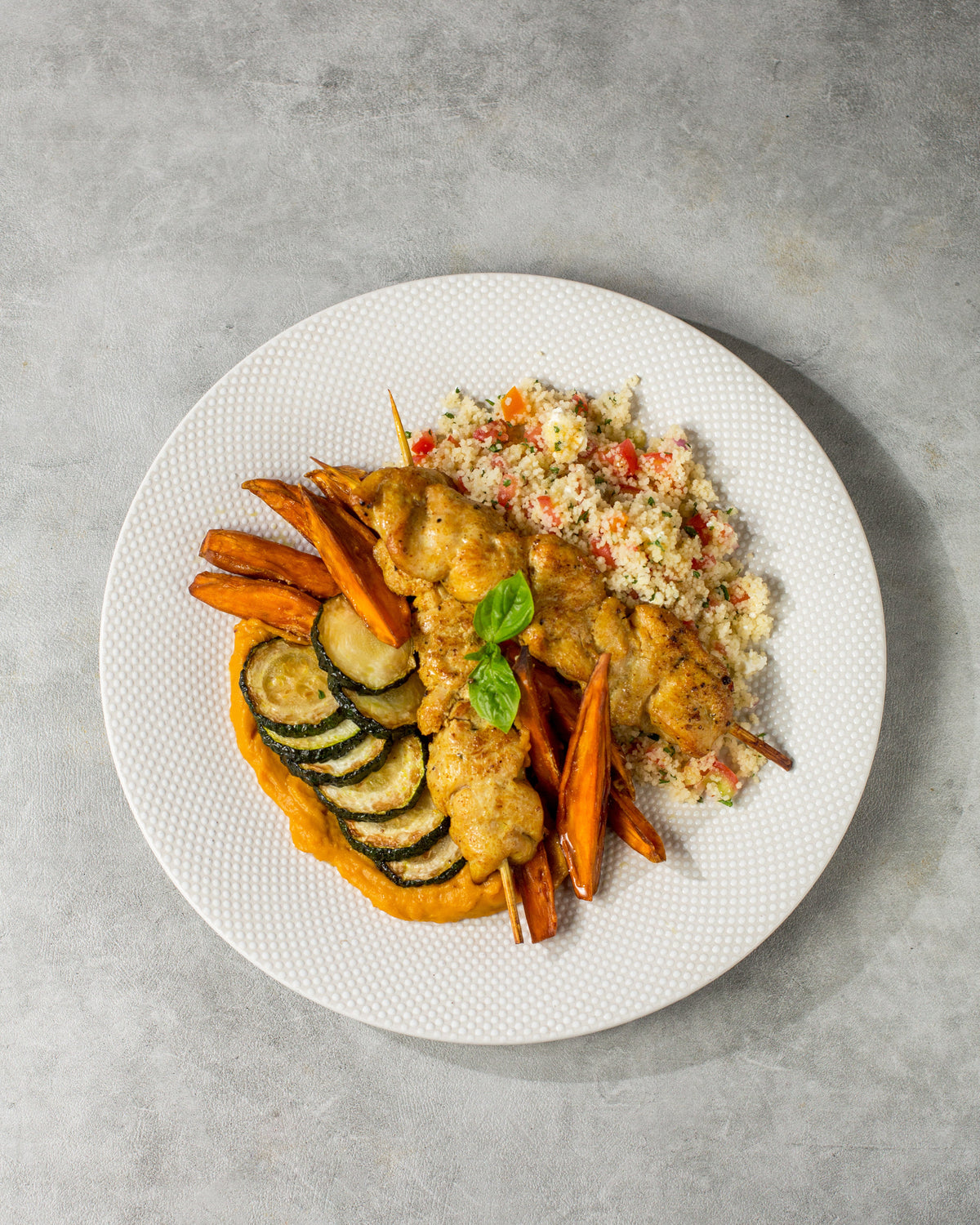 CHICKEN SKEWERS & SWEET POTATO — 47G PROTEIN