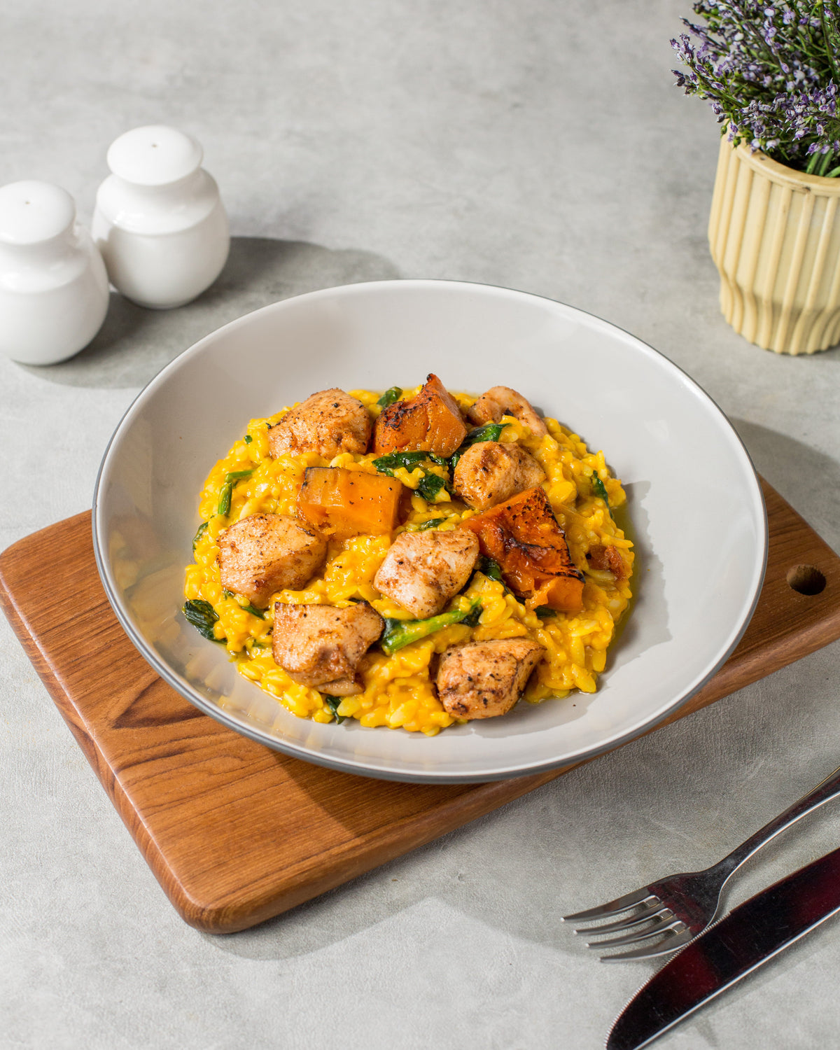 PUMPKIN ORZO WITH CHICKEN & SPINACH — 41G PROTEIN