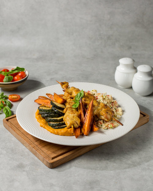 CHICKEN SKEWERS & SWEET POTATO — 47G PROTEIN